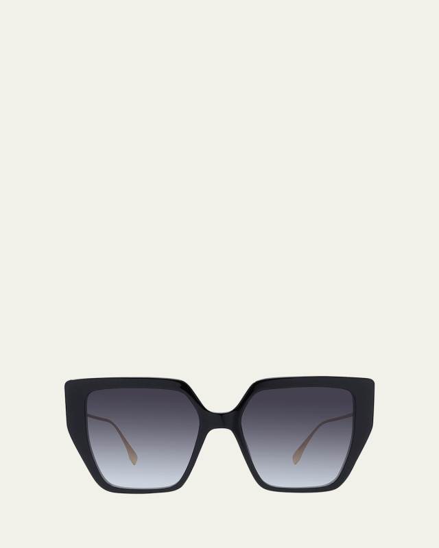 Acetate/Metal Butterfly Sunglasses, Black